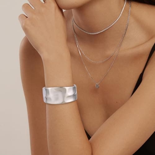 Chunky Gold Cuff Bracelet for Women - Hammered Wide Bangle