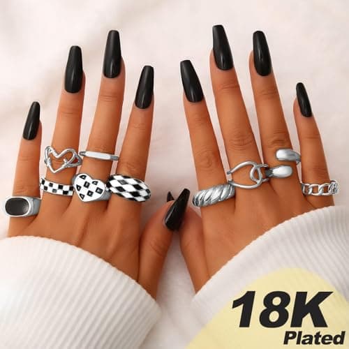 FAXHION 18K Gold Plated Stackable Knuckle Rings Set for Women