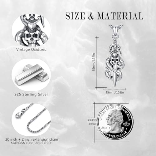 Silikepa 925 Sterling Silver Mysterious Snake Pendant Necklace