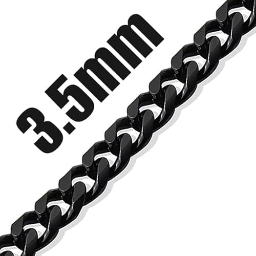 Fiusem Men's 14K Gold Plated Stainless Steel Chain Necklace, Silver Tone/Black, 16-28 Inches
