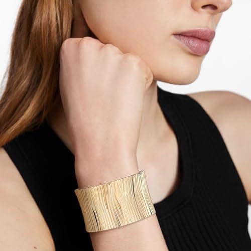HZMAN Thick Wide Open Hinge Bangle Bracelet for Women Jewelry Gift