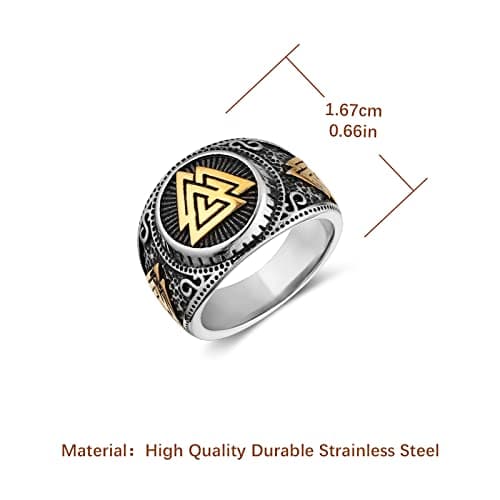 HZMAN Norse Viking Valknut Ring for Men Women Stainless SteelVintage Odin Symbol Warrior Amulet Ring Protection Jewelry Gift