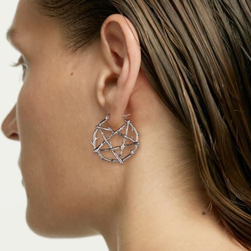 Stainless Steel Pentagram Hoop Earrings for Men and Women