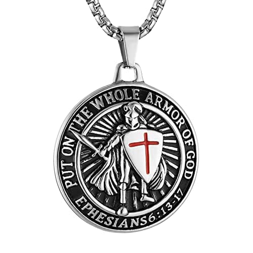 HZMAN Knights Templar Stainless Steel Necklace for Men
