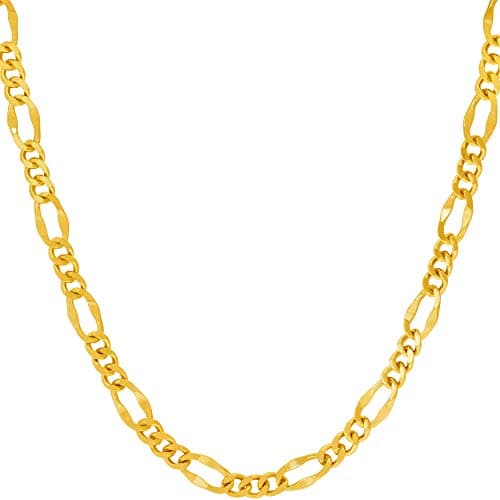 24k Gold Plated 4.5mm Figaro Chain Necklace for Men & Women