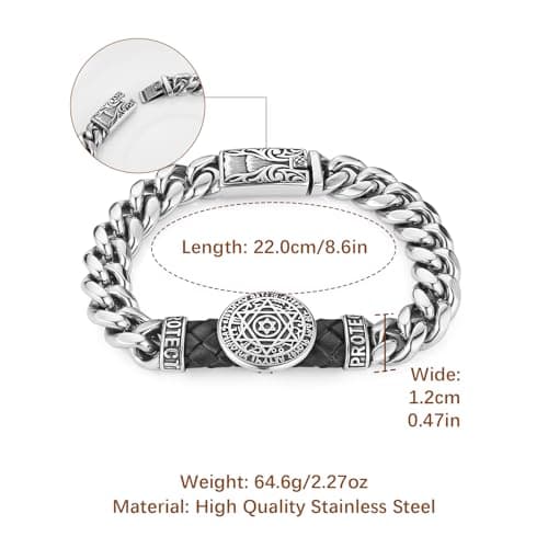 HZMAN Men's Silver Heavy Stainless Steel 8.5" Cuban Link Bracelet