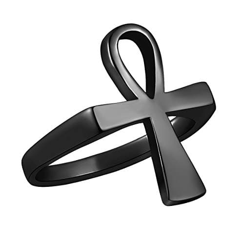 Stainless Steel Ankh Cross Ring for Men Women