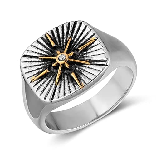 Viking Compass Ring for Men and Boys in Stainless Steel