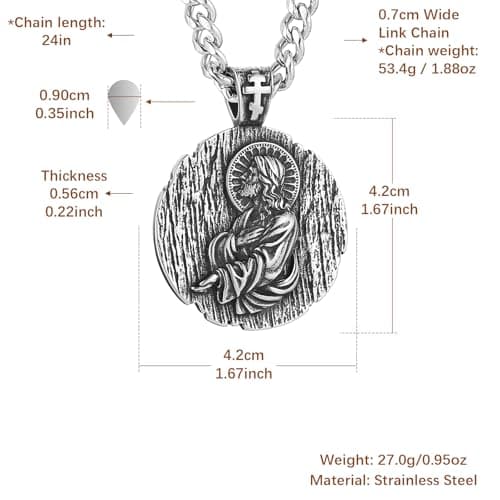 HZMAN Retro Stainless Steel Jesus Pendant Necklace for Men Amulet Jewelry Gift