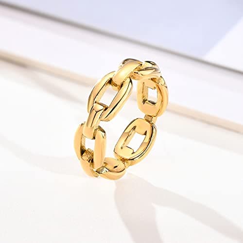 VNOX 18K Gold Plated Silver Stainless Steel Cufflink Ring for Women
