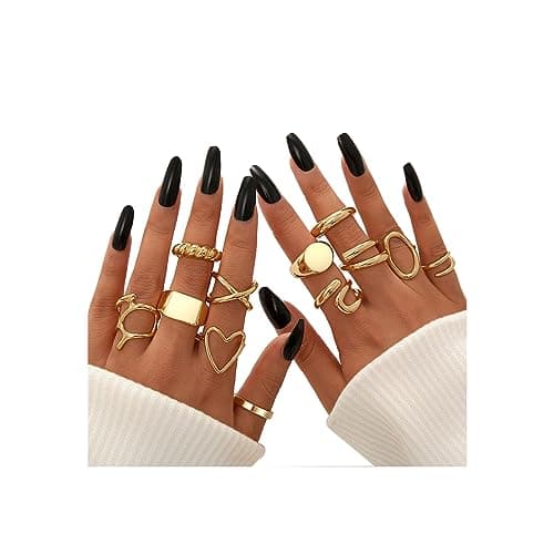 FAXHION 18K Gold Plated Stackable Knuckle Rings Set for Women