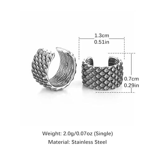 HZMAN Dragon Scale Ear Cuff Earrings for Men & Women Jewelry