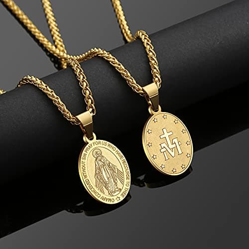 Stainless Steel Catholic Patron Saints Necklace 24 Inches