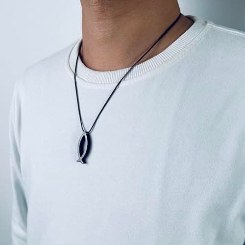 MOO&LEE Ichthys Pendant Necklace for Men and Women Christian Symbol Gift
