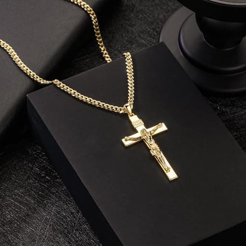 14K Gold Cross Necklace for Men - Versatile and Timeless