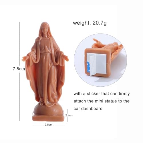KOMI KOMI Virgin Mary Statue with Prayer Card for Women Catholic Dashboard Decor
