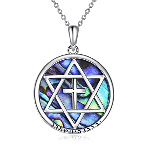 DAYLINLOVE Sterling Silver Star of David & Cross Necklace - Jewish & Christian Jewelry