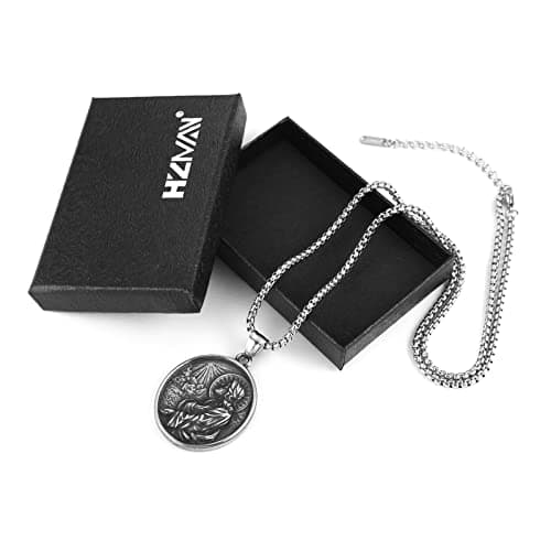 HZMAN Stainless Steel Religious Christian Amulet Pendant Necklace