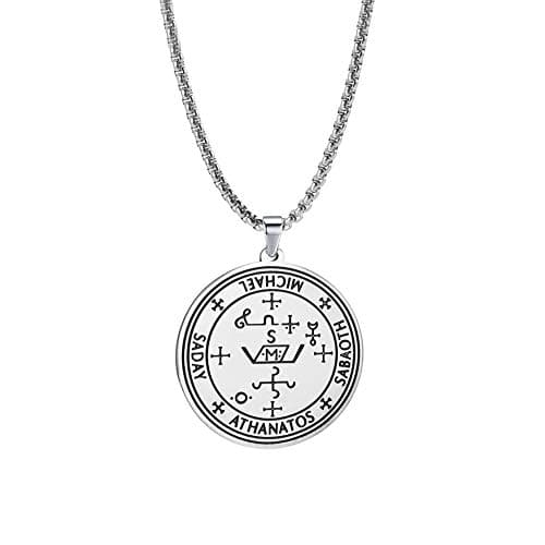 TEAMER Gold Stainless Steel Key of Solomon Pendant Necklace - Wiccan Talisman Jewelry for Men and Women