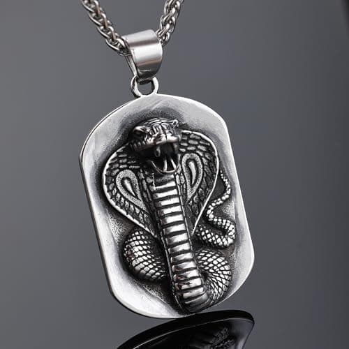 MollyQueen Stainless Steel Snake Necklace for Men and Women - Punk Jewelry