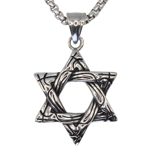 BRIOYHA Stainless Steel Star of David Pendant for Men Hexagram Necklace