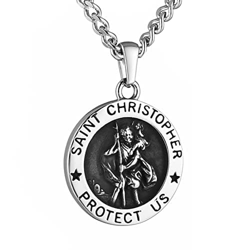 HZMAN Stainless Steel Religious Christian Amulet Pendant Necklace