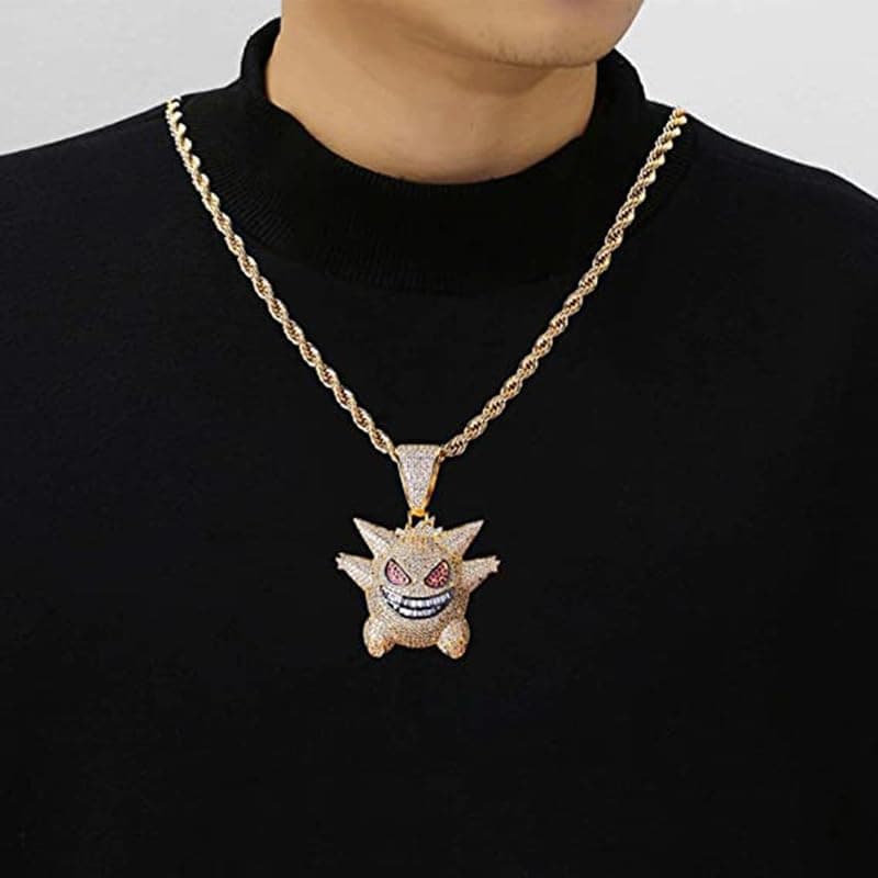Hilufiet Hip Hop Iced Out Cross Baseball Bat Pendant 18k Gold Plated Necklace Men Women