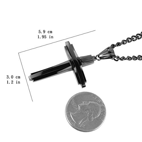 Stainless Steel Silver Cross Pendant Necklace with Chain