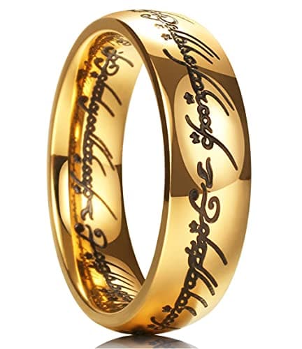 King Will Men's 7/8mm One Lord Magic Power Gold/Black/Silver Polished Comfort Fit Wedding Band Size 5-15
