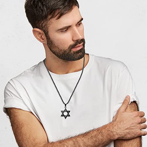 Men's Oumval Star of David Dainty Judaic Pendant 24 Inches Chain Gift