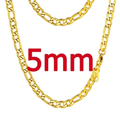 PROSTEEL Black 18K Gold Plated 316L Stainless Steel Figaro Chain Necklace, 14-30inch