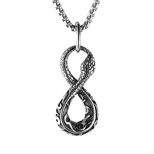 Men's Gothic Snake Pendant Chain Necklace, Stainless Steel