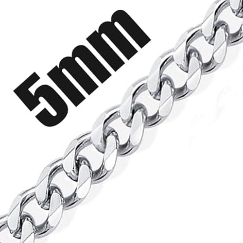 Fiusem Men's 14K Gold Plated Stainless Steel Chain Necklace, Silver Tone/Black, 16-28 Inches