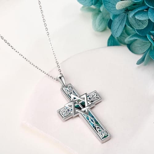 YFN Sterling Silver Celtic Cross & Star of David Necklace for Men & Women