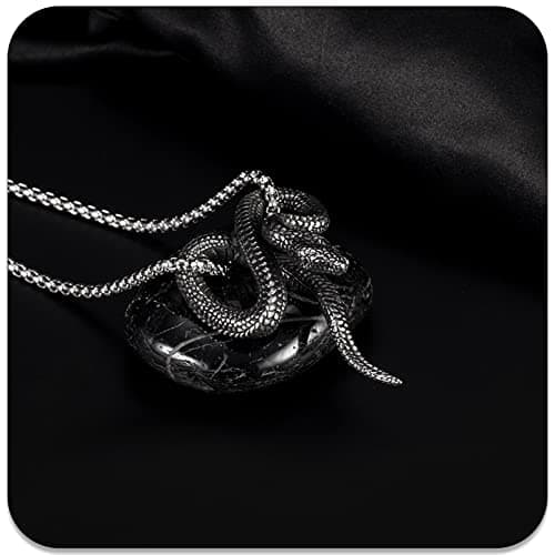 Stainless Steel Snake Pendant Necklace by PEAS Punk Jewelry