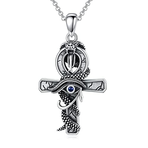 PROESS Sterling Silver Cross Necklace for Men with 22"+2" Chain Protection Amulet