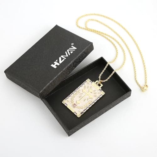 HZMAN Dainty 18K Gold Plated Square Enamel Cross Necklace Jewelry Gift