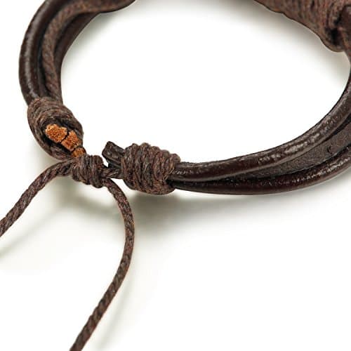LOYALLOOK 15pcs Linen Hemp Cords Wood Beads Ethnic Tribal Bracelets