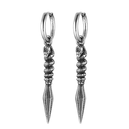 Stainless Steel Gothic Punk Men Women Boys Sword/Cross/Awl Spike Dangle Earrings