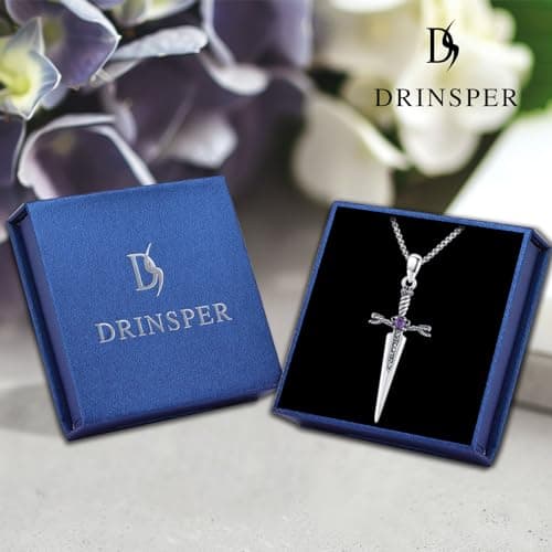 DRINSPER Thor's Hammer Necklace 925 Sterling Silver Norse Jewelry for Men Women