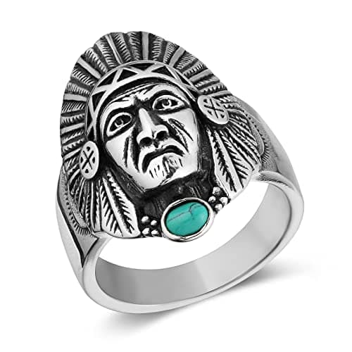 HZMAN Men's Vintage Indian Chief Headring Jewelry_gift_stainless_steel