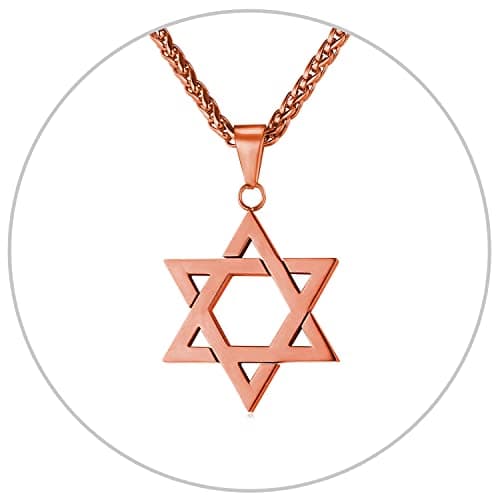 Star of David Necklace for Men and Women - Gold/Stainless Steel Hexagon Pendant