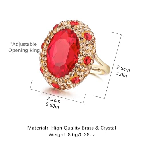HZMAN Retro Antique Rhinestone Ring for Women Gold Plated Cubic Zirconia Jewelry Gift