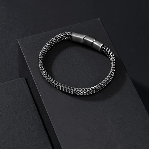 Stainless Steel Magnetic Clasp Mens Franco Chain Bracelet