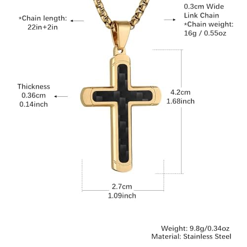 HZMAN Polished Stainless Steel Cross Necklace for Men & Women Christian Faith Jewelry Gift