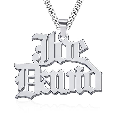 Jecivila Personalized 18K Gold Plated Mens Name Necklace, Custom Initial Number, Rope Figaro Chain Gifts for Dad & Boyfr
