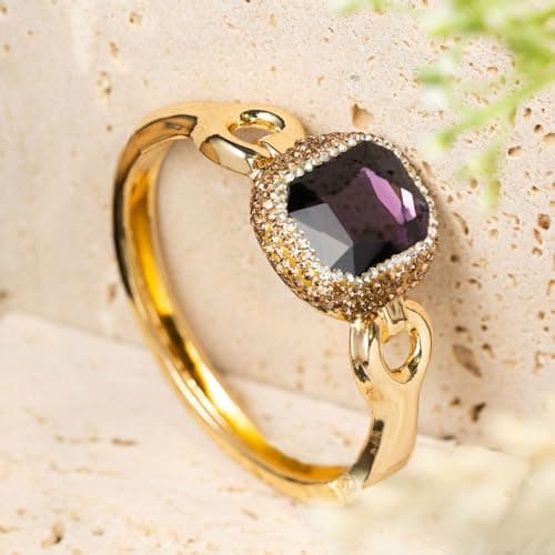 Crystal Rhinestone Bracelet for Women - Retro Antique 18K Gold Plated Cuff - Large Size Jewelry Gift