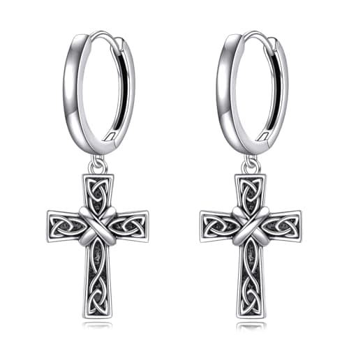 Celtic Knot Hoop Earrings 925 Sterling Silver Vintage Irishmens Women