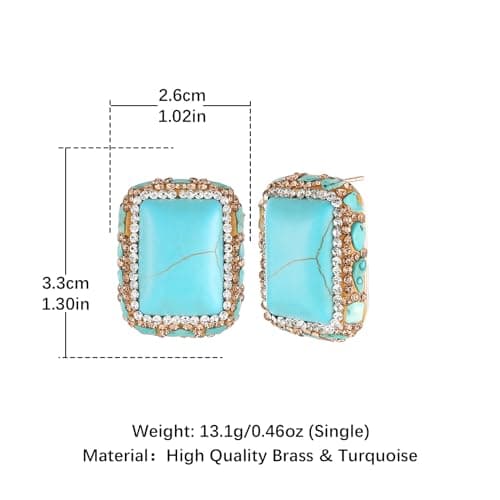 Chunky Turquoise Stone Stud Earrings for Women