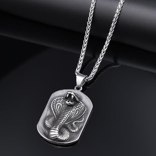 MollyQueen Stainless Steel Snake Necklace for Men and Women - Punk Jewelry